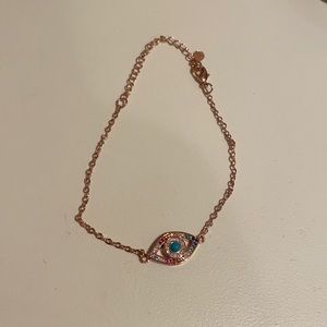 🧿 evil eye rainbow rose gold bracelet adjustable